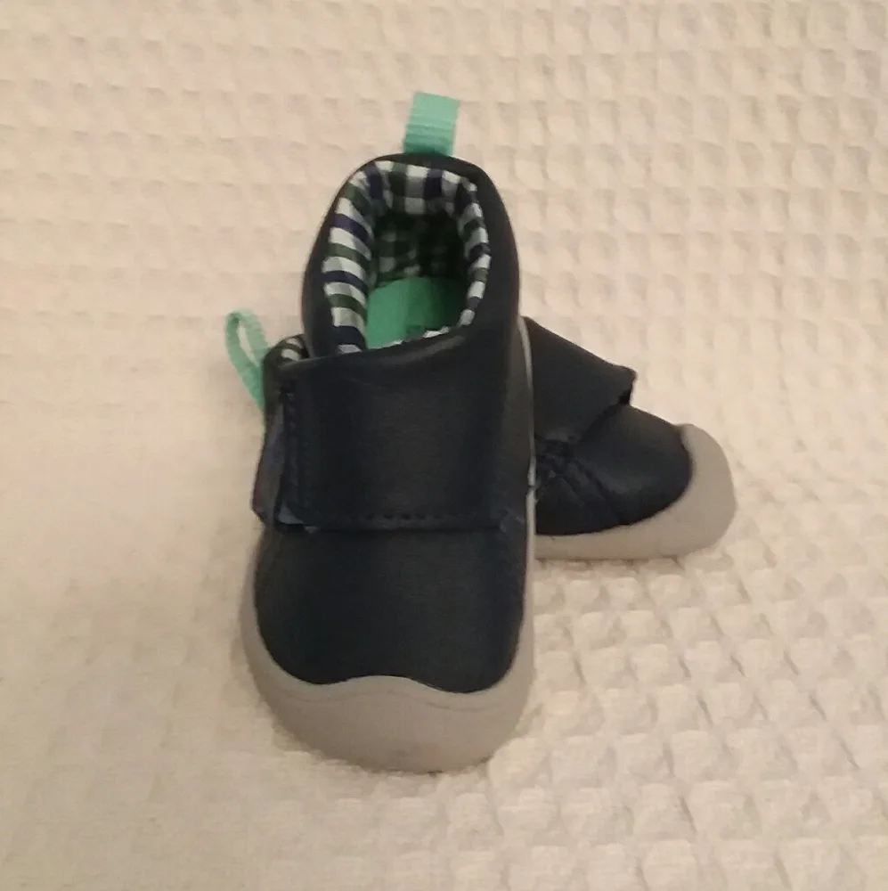 Boys Blue Leather Crawl Shoes